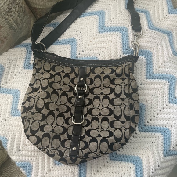 Coach Handbags - Long straps grey black authentic